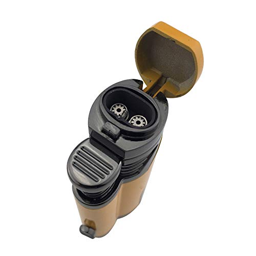 Cigar Torch Lighter with Punch Windproof Double Flame Cigarette Lighters High Quality 2 Jet Flame Butane Refillable Inflatable