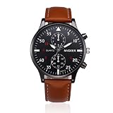 Start Men's Business Retro Design Leather Band Wrist Watch (Brown)