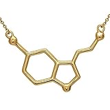 Serotonin Molecule Necklace in 18k Gold-plated Sterling Silver By Silver Phantom Jewelry