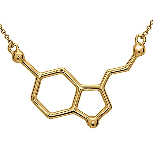 Silver Phantom Jewelry Serotonin Molecule Necklace in 925 Sterling Silver (Gold)