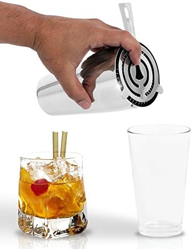 Deluxe 3 Piece Martini Boston Shaker Set & Mixing Glass by Bar Brat ™ / Free 130 Cocktail Recipe (ebook) Included/Perfect for Making Mojitos, Margaritas & High Balls