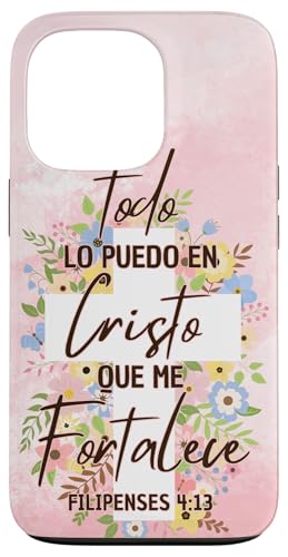 Filipenses 4:13, Cute Cross Christian Bible Verse in Spanish Case for iPhone 13…