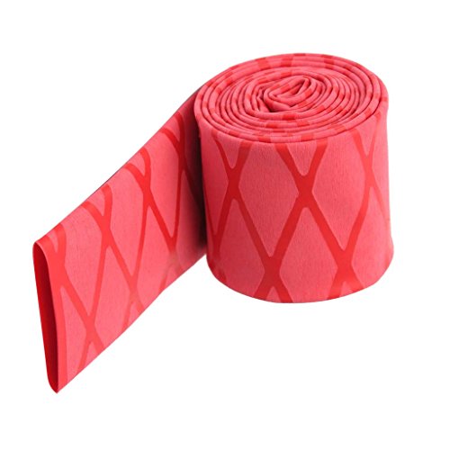 MagiDeal Î¦20mm Î¦25mm Î¦30mm Non Slip Heat Shrink Tubing Textured Grip Fish Rod Racket Sleeve Handle - Red, Î¦30mm(50mm Flat)