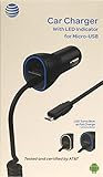 AT&T 4899G 3.4 Amp Micro USB Rapid Car Charger with Smart LED Charge Indicator for Samsung/LG/HTC Devices - Retail Packaging - Black