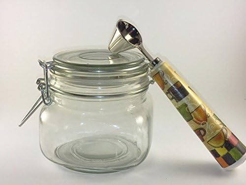 Coffee Bundle: Coffee Scoop With Ceramic Handle, with Air Tight, Glass, 17oz Bale Canister