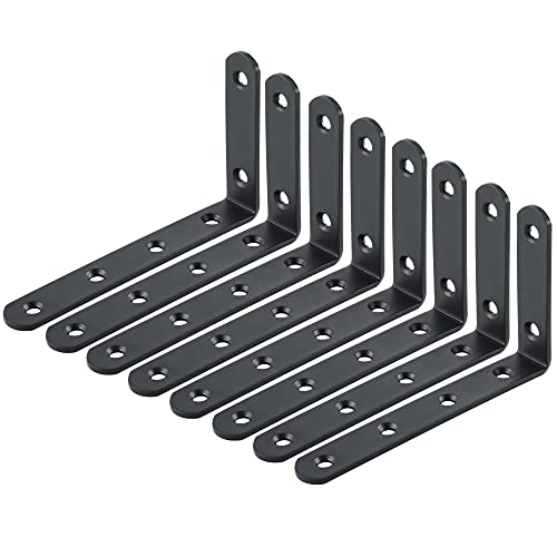 Sayayo Shelf Bracket Corner Brace Angle Bracket Shelf Support Wall Hanging 5x3 Inch, Stainless Steel Matte Black Finished, 8 Pcs, EJ5207B-8P โ image 1