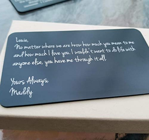 Personalized Wallet Card - The Perfect Anniversary Gifts for Men and Woman, Engraved Wallet Inserts, Metal Wallet Card, Mini Love Note, Deployment Gift, Boyfriend, Husband Gifts from Wife