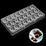 Jeteven Chocolate Candy Jelly Bonbon Making Mold, Non-stick PC Polycarbonate Mould Tray (Semi-Sphere)