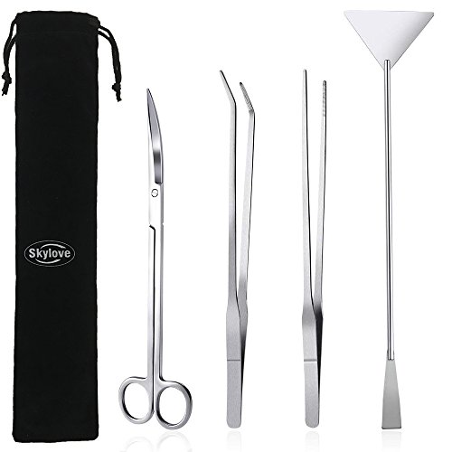 Skoye Aquarium Tweezers Scissor Spatula Tools 4 in 1 Long Stainless Steel Aquarium Tank Aquascaping Tools, Aquatic Plant Tweezers Scissors Spatula Landscaping Cleaning Tool Set & Fish Starter Kit - Thumbnail 6