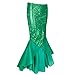 FEESHOW Women's Mermaid Tail Halloween Costumes Party Shiny Sequins Long Skirt Green X-Large