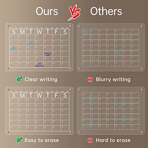 Acrylic Magnetic Dry Erase Board Calendar for Fridge,17”x12\