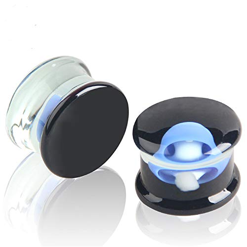 Spiral tunnel ear stretcher plug perforator 1 Pair Glass Ocean Jellyfish Ear Gauges Plugs Expander Tunnels Body Piercing, 0g-5/8 ''(8mm-16mm) Beautiful Men And Women Can Take Ear extension plug kit