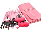 Afunti 24pcs Professional Synthetic Hair Cosmetic Makeup Brush Set Kit Brushes Tools Make up with Case (Pink)