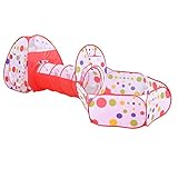 LoveS Play Tunnel and Tent Play Tent Cubby-Tube-Teepee Indoor Pop up Tent 3pc Outdoor Gamehouse Toy Hut Easy Fold Ocean Ball Pool with Basketball Hoop (Toy)