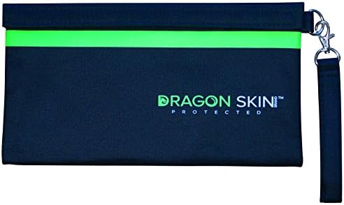 Smell Proof Bag Pouch Container - 11"x6" Carbon Lined Odor Resistant Bag Blocks Odors, Double Hook/Loop Closure, w/Wrist Strap (Black/Green)