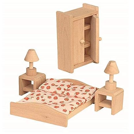 Schlafzimmer für Puppenhaus, Puppenstubenmöbel, Zimmer für Biegepuppen