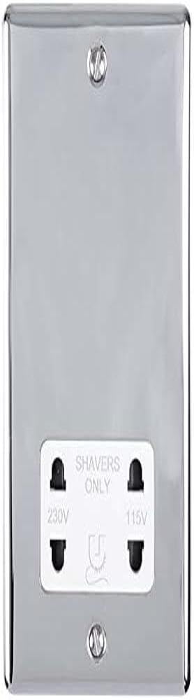 Enhance Decorative Shaver Socket Polished Chrome Finish with White Trim