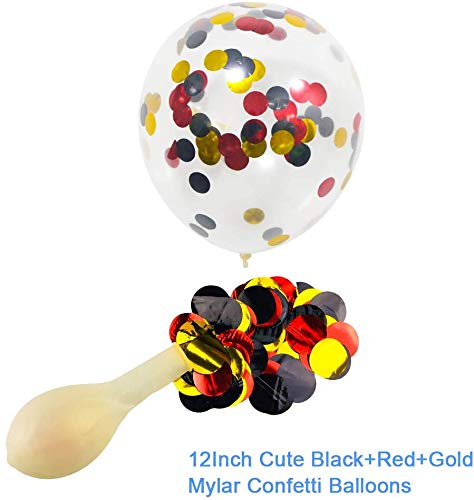 KSNOW Mickey Color Balloons12 Inch Red Black Yellow Latex Balloons with Confetti Balloon for Baby Shower Birthday Party Decor (40 Pack)