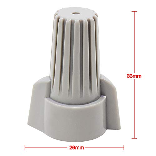 WiMas 50PCS Winged Wire Connectors Easy Twist-On Ribbed Cap Electrical Wire Connector Spring Inserted Nuts Caps (P4:18-8AWG (Grey))