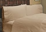 600 Thread Count 100% Egyptian Cotton Stripe Taupe Expanded Queen 24