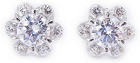 925 Silver Sterling Stud Earrings CZ Cubic Zirconia Daisy Diamond 0.75 CT Intricately Fashion Jewelry