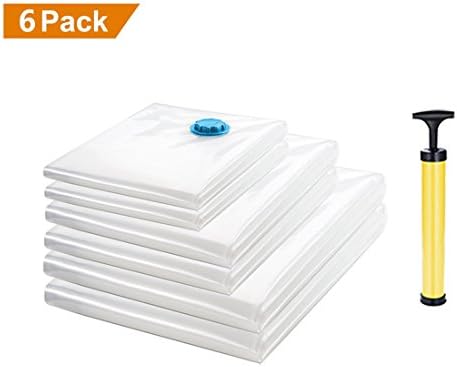 (2 x Extra Large, Large & Jumbo) Vacuum Storage Space Saver Compression Plastic Organizer Slider Sealable Bags Sealing for Clothes, Comforter, Garment, Clothing (Free Hand Pump for Travel) 6 Pack