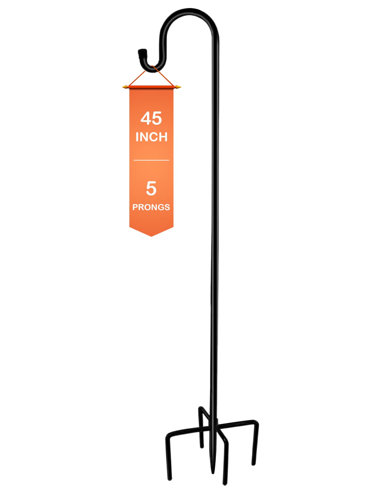 Photo 1 of Ottsuls Bird Feeder Pole, 45 INCH Heavy Duty Shepherds Hooks for Outdoor with 5 Prong Base, Adjustable Stand Hanger for Garden Plant, Hummingbird Feeder, Lantern, Hanging Wedding Decor (1 Pack)