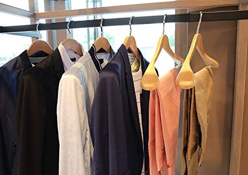 STAR WORK Wood Suit Hangers with Extra Wide Shoulder, Solid Wood Coat Hangers with Natural Finish, Heavy Duty Wooden Hangers for Suit, Coat, Jacket with Non Slip Bar, 360 Swivel Chrome Hook, (6)