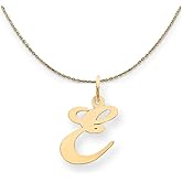 The Black Bow 14k Yellow Gold LG Fancy Script Initial E Necklace