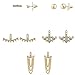 Lux Accessories Goldtone Geo Miss Match Ear Jacket Multi Earring Set (5pc)