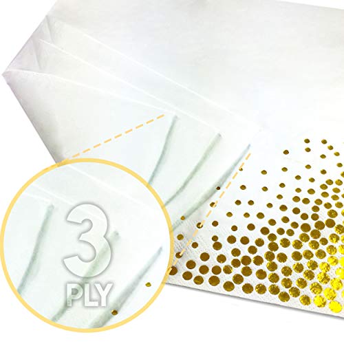 image for OZOR Store Cocktail Napkins -Gold Polka Dot Design , 100 Pack , 3-Ply 