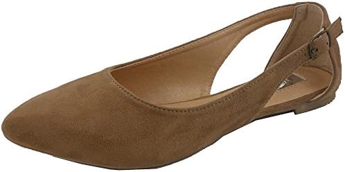 Iynx Women's Slip On Pointed Toe Cutout Side Buckle Ballet Flat