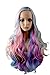 rainbow wigs for women Colorful Wigs Mermaid Hair Synthetic Heat Resistant Fiber Costume/Halloween/Party Natural Loose Long Wigs for Women (C)