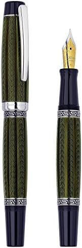 Xezo Maestro LeGrand Diamond Cut, Lacquered, Platinum Plated Fine Point Fountain Pen in Moldavite Color