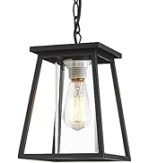 KAUEN Outdoor Pendant Lights for Porch,10-Inch Exterior Hanging Lantern Outside Chandelier, Textu...