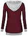 Women Sweatshirts,Timeson Women's V-Neck Long Sleeve 2 in 1 Style Pullover Hoodies with Kangaroo Pocket Wine XX-Large