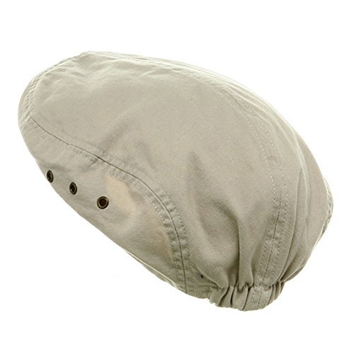 Washed Canvas Golfing Beret Ivy Ascot Cabbie Cap Stone