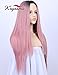 K'ryssma Fashion Pink Wig Ombre Dark Roots Long Straight Ombre Synthetic Wig with Middle Part Pink Ombre Wigs for Women 22 inches…