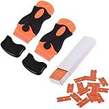 2 Pack Plastic Razor Blade Scrapers + 100 Pack Plastic Replacement Blades Stickers Decals Paint Labels Scraper Removal Tool for Auto Window Tint Vinyl Tool Application