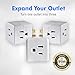 Maximm Current Wall Tap (4-Pack) Easy Access with 3 Prong Outlet Cube Plug Adapter Expanding It Into 3 AC Outlets, Perfect for Travel, ETL Listed White