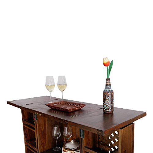 Fab Furnish Brauner Sheesham Kompakter Heim-Barschrank für Wein- und Spirituosen, freistehendes Weinregal und… – Bild 8