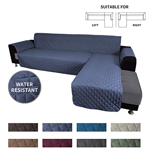Easy-Going Sofa Slipcover L Shape Sofa Cover Sectional Couch Cover Chaise Lounge Cover Reversible Sofa Cover Furniture Protector Cover for Pets Kids Children Dog Cat (X-Large, Dark Blue/Dark Blue)