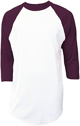DUCHINNI MJ Soffe Men's 3/4 Sleeve Baseball Jersey, X-Large, Maroon
