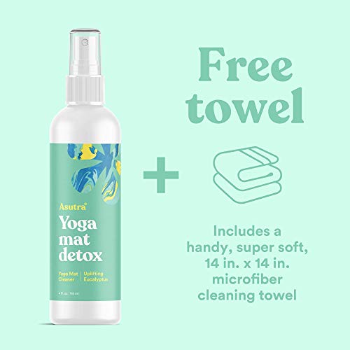 ASUTRA Natural & Organic Yoga Mat Cleaner (Uplifting Eucalyptus Aroma), 4 fl oz | Safe for All Mats & No Slippery Residue | Cleans, Restores, Refreshes | Comes w/ Microfiber Cleaning Towel - Thumbnail 2