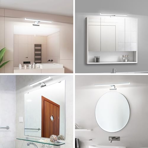 Aogled LED Bathroom Mirror Light 30 cm 5 W 500 LM 230 V Neutral White 4000 K, Stainless Steel Slim Light Bathroom Mirror, Mounting Plate on Mirror/Cabinet/Wall Lighting 300 mm