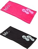 Mr and Mrs Beach Towel Bride Groom Honeymoon Just Married Bath Towels Set 2