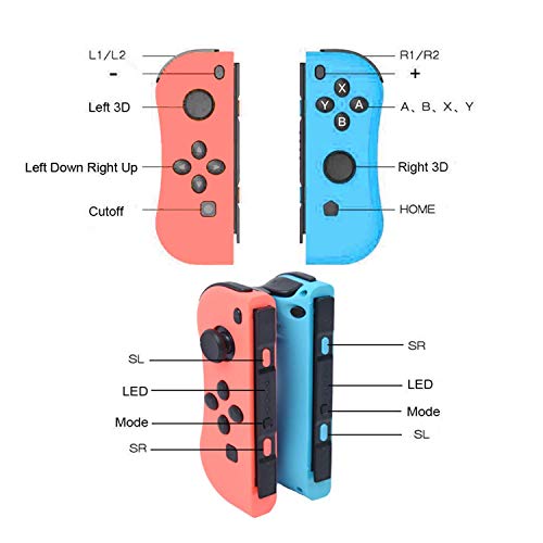 DerLin Joy Con (L/R) Wireless Controllers with Straps(No JoyCon Drift