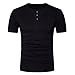 LOCALMODE Summer Men Short Sleeve Vintage Button Down Closure T Shirt,Basic Cotton Tee For Men