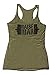 Jumpbox Fitness Raise the Bar - Big Stencil - Women's Barbell Military Green Tri Blend Racerback Workout Tank Top