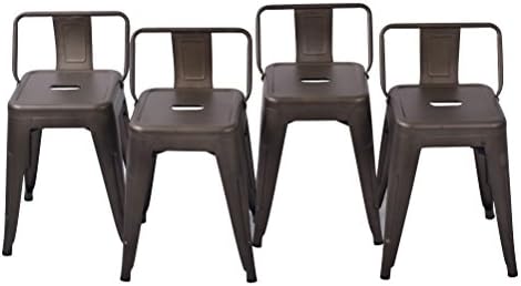HAOBO Home Modern Industrial Low Back Metal Stool [Set of 4] for Indoor/Outdoor 18" Dining Chair, Rusty